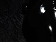 Dirty Girl in Shiny Spandex and Latex Skirt gives Handjob till Cum 4/16