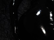 Dirty Girl in Shiny Spandex and Latex Skirt gives Handjob till Cum 6/16