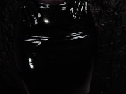 Dirty Girl in Shiny Spandex and Latex Skirt gives Handjob till Cum 8/16