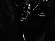 Dirty Girl in Shiny Spandex and Latex Skirt gives Handjob till Cum 9/16