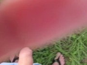 Peeing outside all wet from jumping on the trampoline with the hose 🤭 My phone is waterproof 12/16