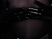 Dirty Girl in Shiny Spandex and Latex Skirt gives Handjob till Cum 10/16