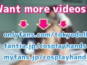 Japanese girls in a classical sailor suit gives a guy a handjob while being fingered. 16/16