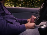 I cover my clothes with cum, I'm so horny with my Monster Cock in public intense Cumshot in the Car 2/16