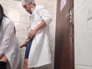 Doctor and nurse can't resist and have sex in the hospital bathroom during their shift 14/16