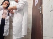 Doctor and nurse can't resist and have sex in the hospital bathroom during their shift 15/16