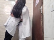 Doctor and nurse can't resist and have sex in the hospital bathroom during their shift 2/16
