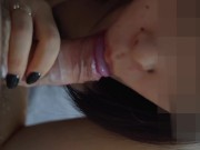Japanese girl gives a very gentle blowjob
