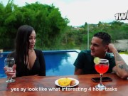 Big booty Colombian waitress Daniela Andrea gets fucked hard on a pool table after being seduced at 6/16