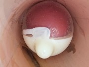 The camera in the deep pussy records a huge ejaculation of sperm into the condom 14/16