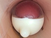 The camera in the deep pussy records a huge ejaculation of sperm into the condom 15/16