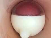 The camera in the deep pussy records a huge ejaculation of sperm into the condom 16/16