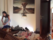 Can she be the most beautiful girl ever? Just look at her how sexy is her blue mini skirt & panties 1/16