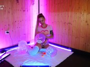 Naughty blonde gets orgasm playing with balloons 4/16