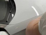 Dutch blonde student fucks her wet pussy with big dildo in public parking 15/16