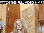 Solo passionate blonde Pussy Juicy rubs her wet pussy in VR. 5/16