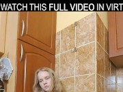 Solo passionate blonde Pussy Juicy rubs her wet pussy in VR. 9/16