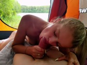 While this slut's husband was relaxing in a nearby tent, she sucked my dick and fucked in the ass 4/16