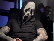 POV Tattooed Vocal Solo Male Masturbation Ghost Face Omen Bunny Masked Man Goyha Toy Part One 1/16