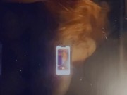 Titty play against glass