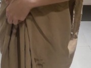 Teenager touches her vagina in clinic before gynecological exam. 13/16