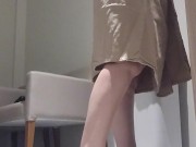 Teenager touches her vagina in clinic before gynecological exam. 9/16