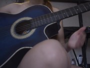 Petite blonde strips for her guitar teacher, so he can finish on her back 13/16