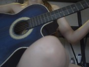 Petite blonde strips for her guitar teacher, so he can finish on her back 2/16