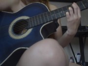 Petite blonde strips for her guitar teacher, so he can finish on her back 4/16