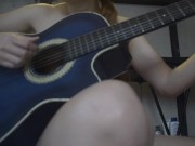 Petite blonde strips for her guitar teacher, so he can finish on her back 8/16