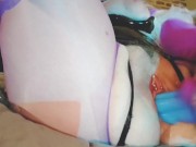 Morrigan sucks and fucks monster dildo then services a real cock 6/16