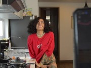 I make breakfast to my roommate and end up excited in the kitchen 5/16