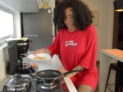 I make breakfast to my roommate and end up excited in the kitchen 6/16