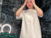 Wet t-shirt on me, but nothing under, you see my hard nipples 3/16