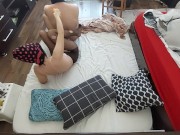 Hot foreplay with a couple, oil massage on the body. Licking in the wife's pussy until orgasm. 9/16