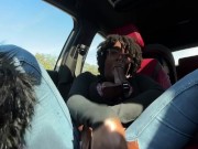 esha mae vs 2 dicks in the car (public car squirt)