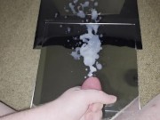 SPRAYING MIRROR WITH HUGE CUM LOAD FROM REDHEAD COCK 14/16