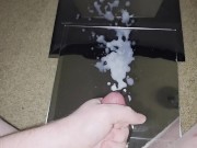 SPRAYING MIRROR WITH HUGE CUM LOAD FROM REDHEAD COCK 16/16