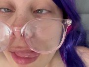 I make silly and ahegao faces  then show what I would do with the dick and masturbate until I reach 7/16