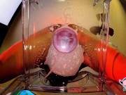 Sexy MILF PAWG creams all over a dildo sitting on a clear chair. Very Messy & Loud. 13/16