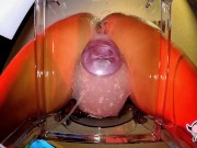 Sexy MILF PAWG creams all over a dildo sitting on a clear chair. Very Messy & Loud. 14/16