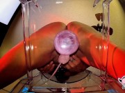 Sexy MILF PAWG creams all over a dildo sitting on a clear chair. Very Messy & Loud. 3/16