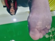 Nylon stocking fetish, foot fetish. This is what my slave sees in the session. 8/16