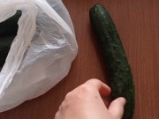 The fast game with the cucumber like a dildo after shoping 1/16