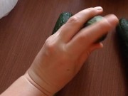 The fast game with the cucumber like a dildo after shoping 2/16
