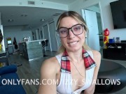 College student lets study buddy cum on her face 8/16