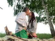 Fucking hard my best friend's hot girlfriend in forest while he setting up a tent 3/16