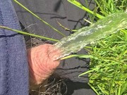 Kneeling and pissing in a beautiful field on a sunny day 10/16