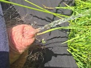 Kneeling and pissing in a beautiful field on a sunny day 15/16