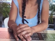 My girlfriend experiments with a vibrator in public. 3/16